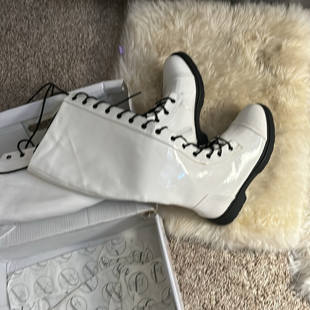 White Patent Leather Boots nwt - Picture 3 of 5